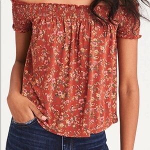 American Eagle Off the Shoulder‎ Floral Blouse Medium